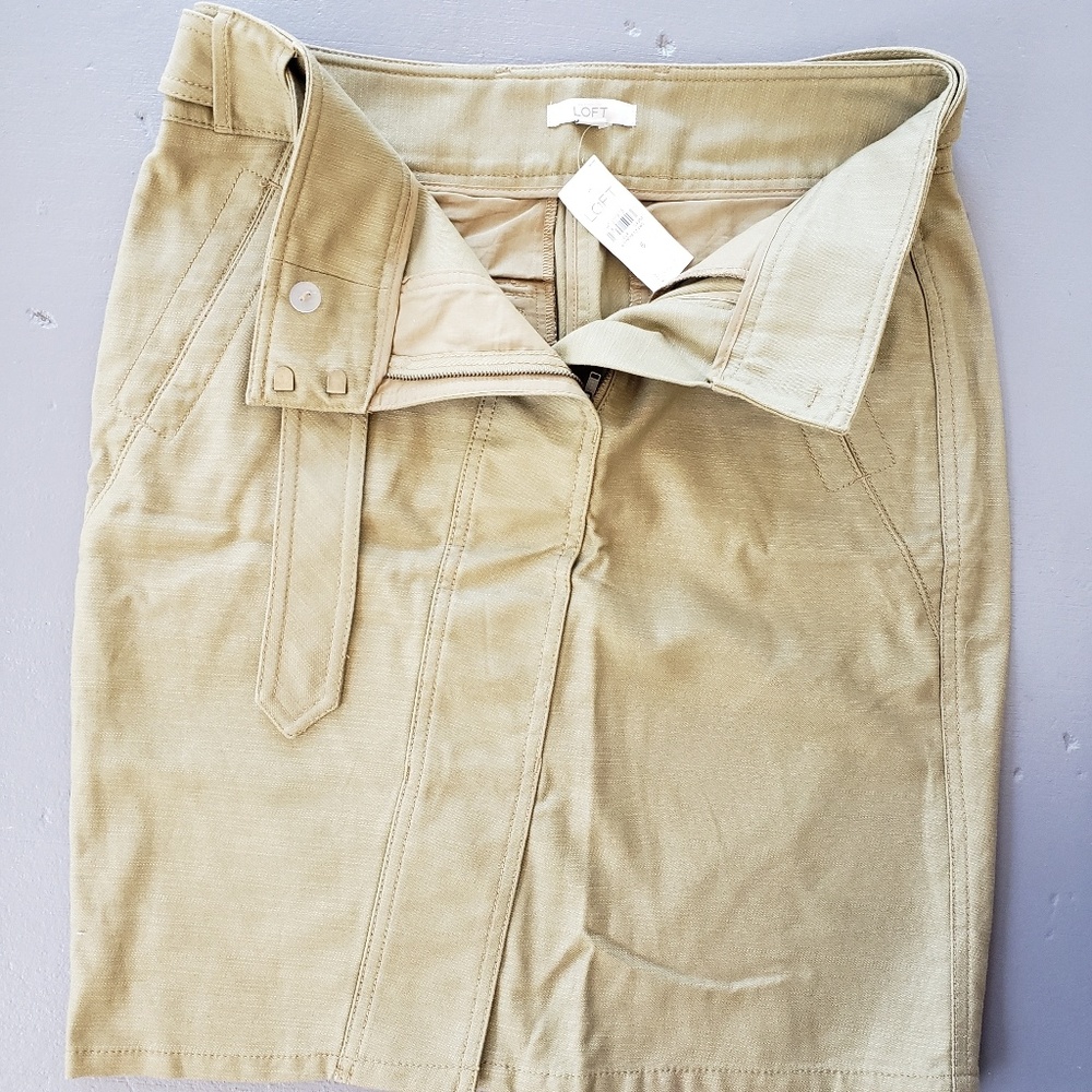 NWT Loft Tan Skirt With Belt, Size 6